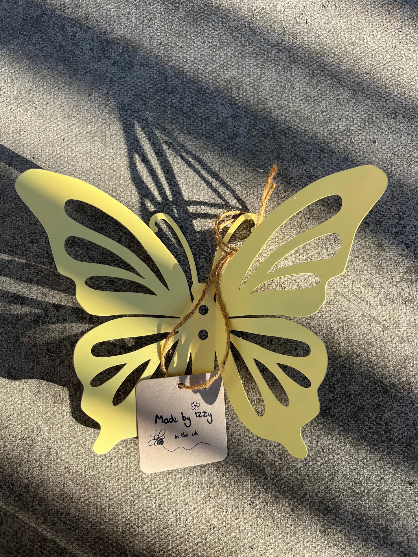 Yellow Painted Butterfly Garden Wall Mount Spring Decoration