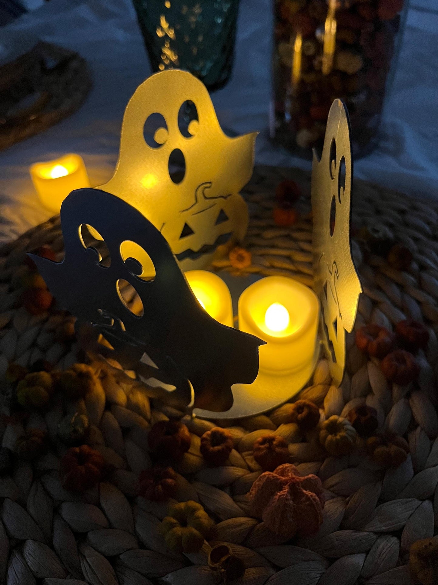 Ghost and Pumpkin Tea Light Holders