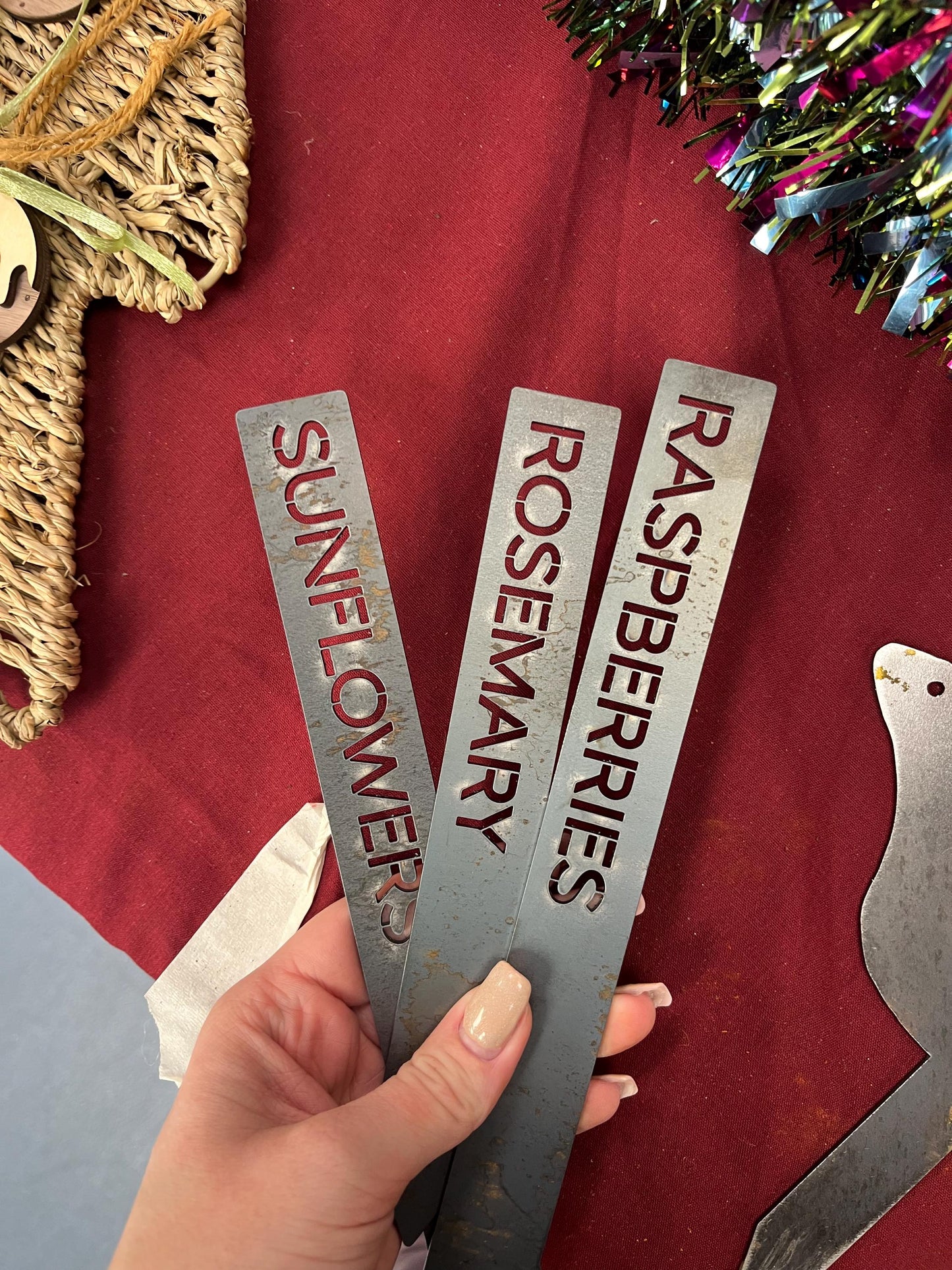Solid Corten Steel Plant label Tags - Metal Herb & Vegetable Tags