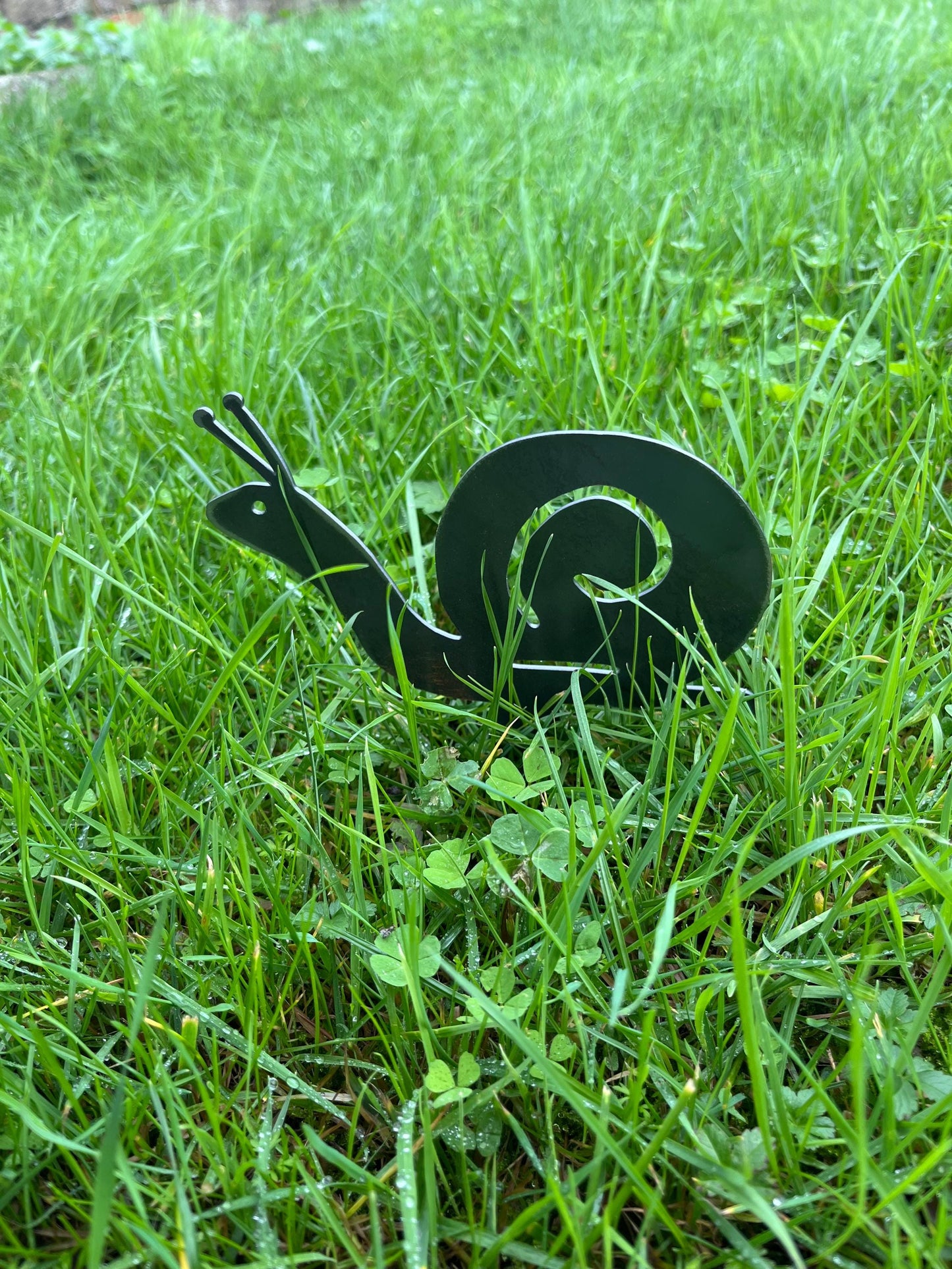 Corten Snail Garden Stake Decoration - Rusty Metal Garden Decor