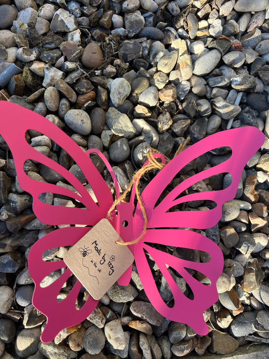 Pink Painted Butterfly Garden Wall Mount Spring Decoration