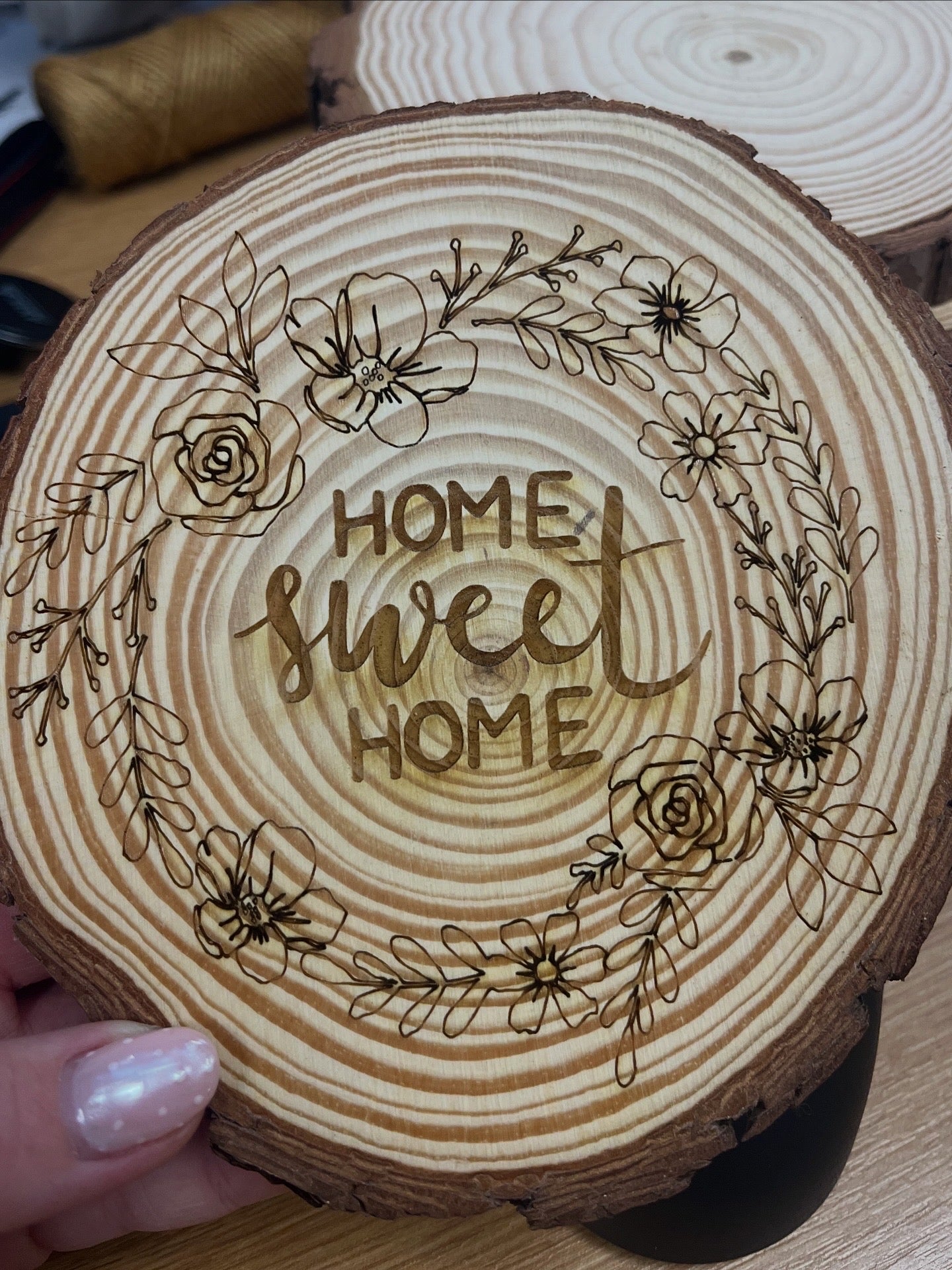 Personalised Laser Engraved Log Slice - Custom engraved Wooden Plaque